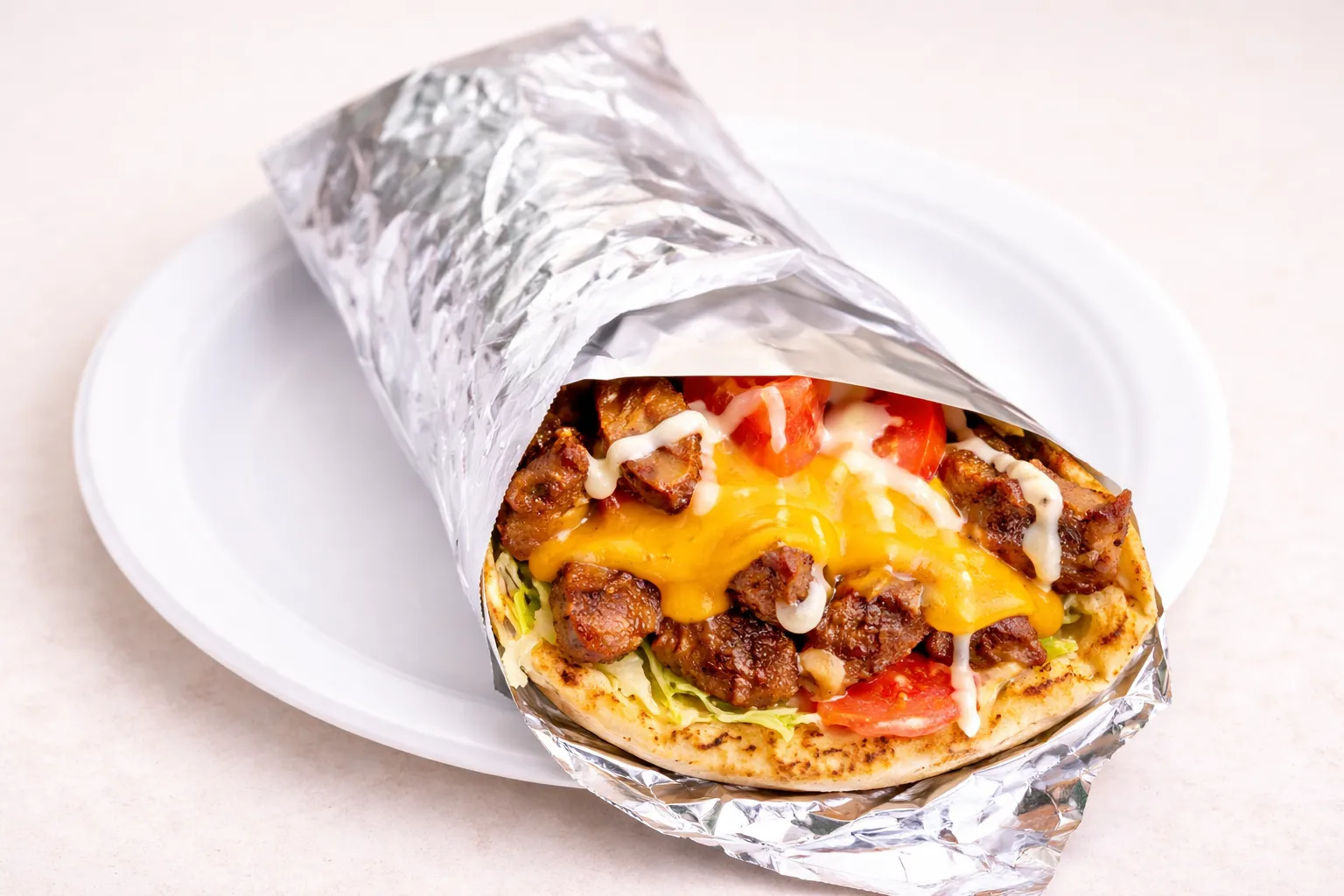 Best cheese donair with homemade donair meat at Amean in Edmonton, AB