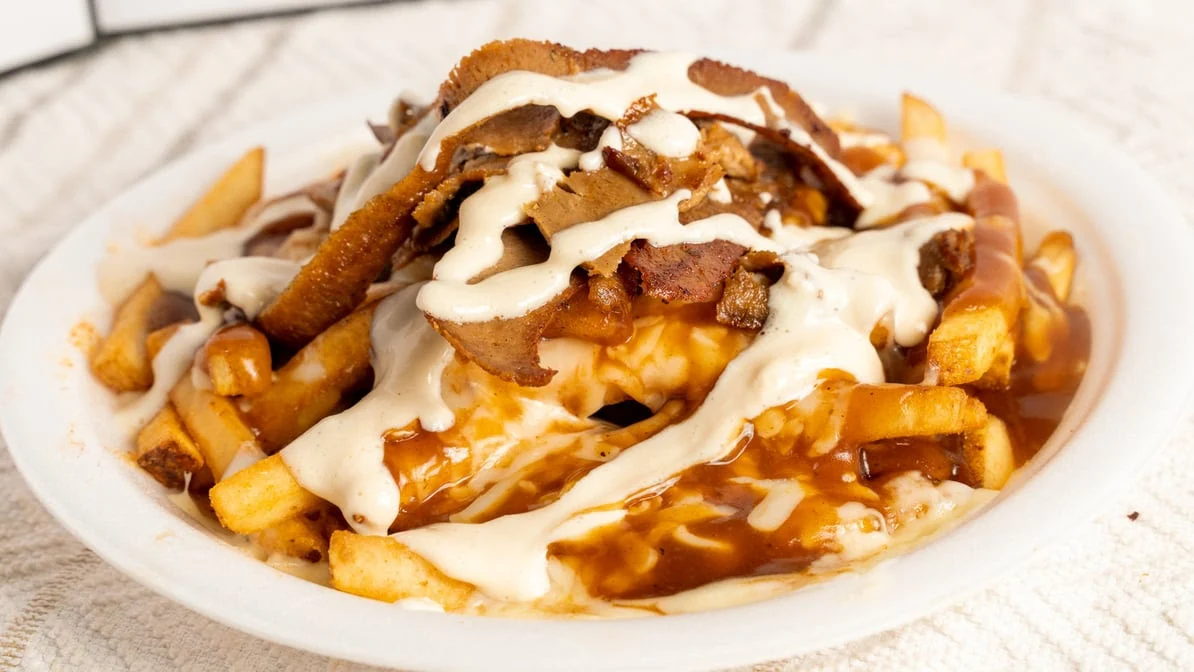 Amean burger with donair meat in Edmonton, AB